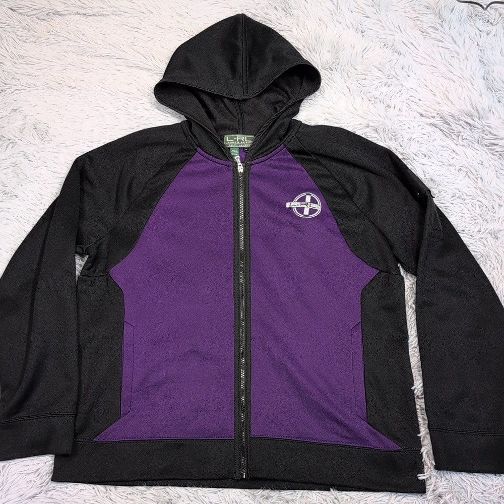 Lauren Ralph Lauren Sweatshirt Womens XL Purple Hoodie Pockets Zip‎ Up Athletic
